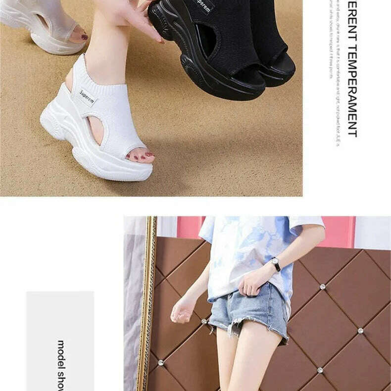 Summer Wedge Heel Sandals - Elastic Cloth & Thick Sole
