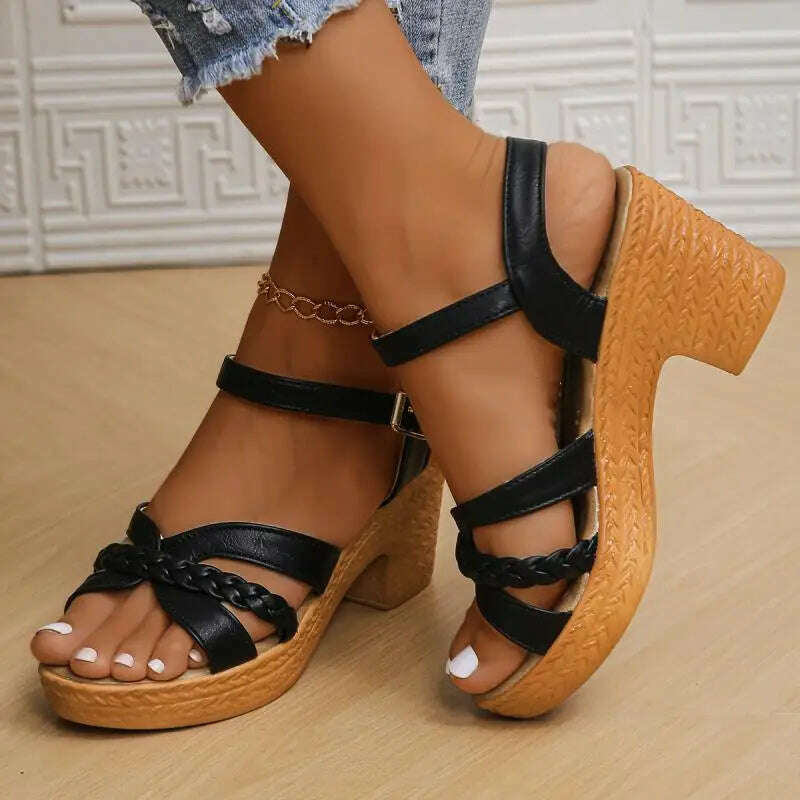 2024 Summer Ankle Strap High Heel Sandals - Platform Gladiator