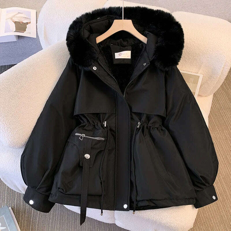 Cotton-Padded Parka – Hooded, Zipper, Drawstring Coat - D&M Boutique