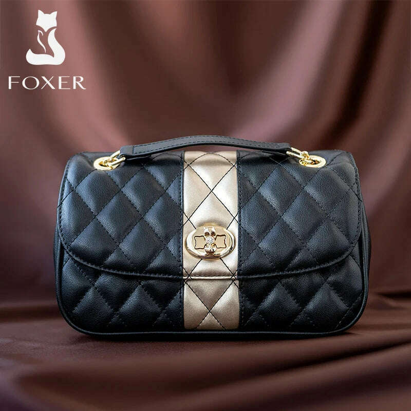 FOXER Women’s Crossbody Bag Diamond Lattice Split Leather