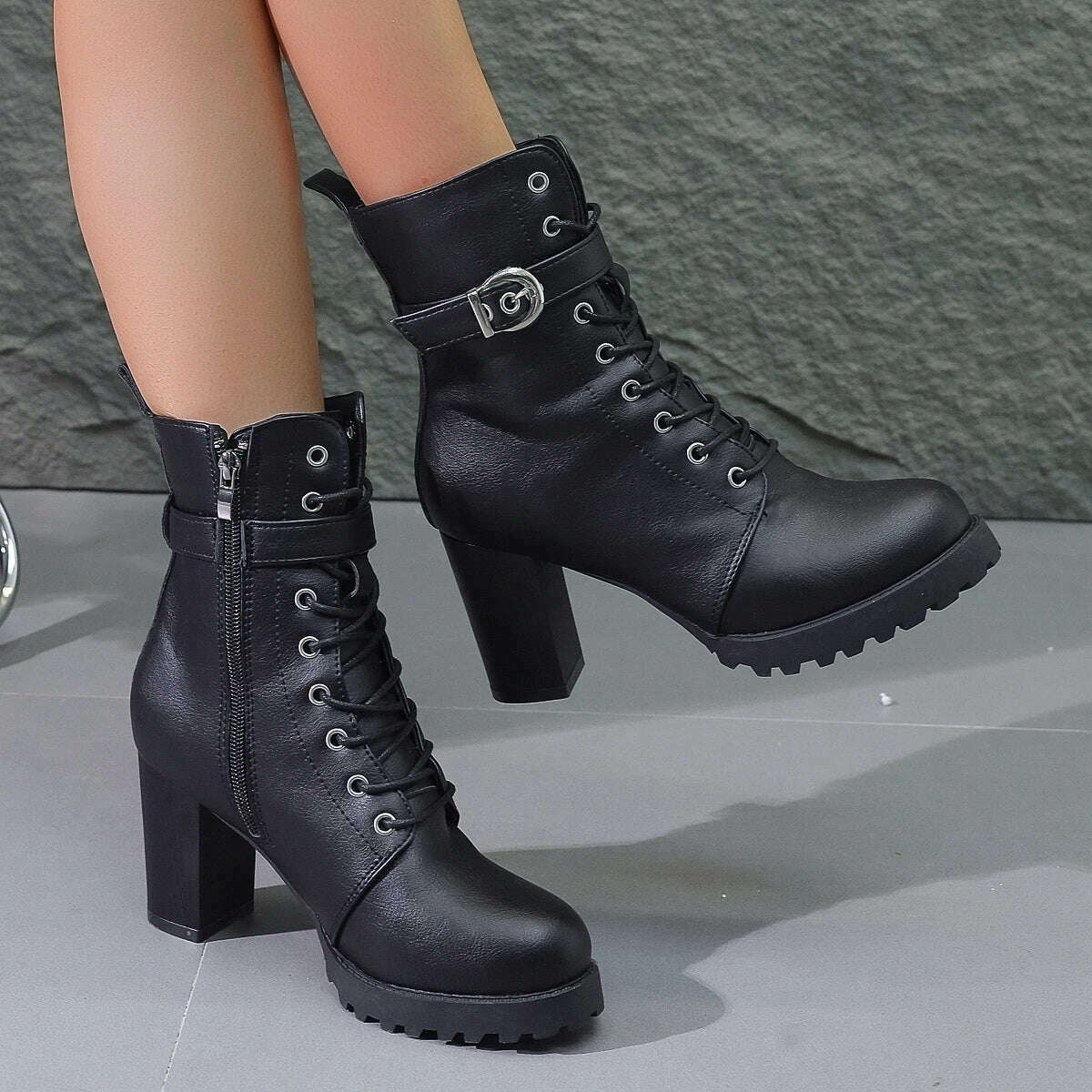 COZOK Women's Green Ankle Boots – Chunky Sole
