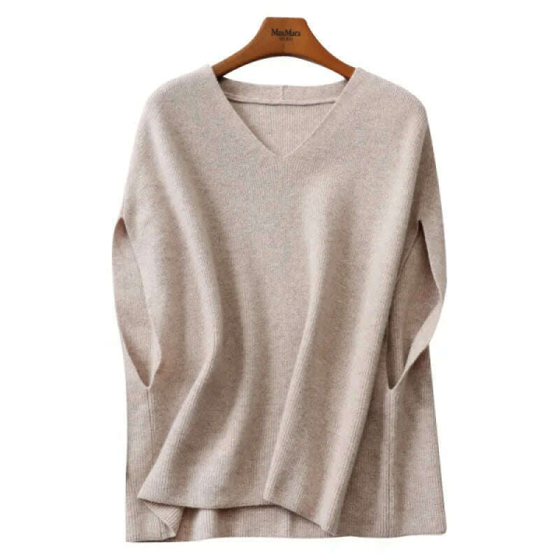 Imitation Cashmere Sweater Vest – V-Neck, Bat Sleeve, Loose Knit