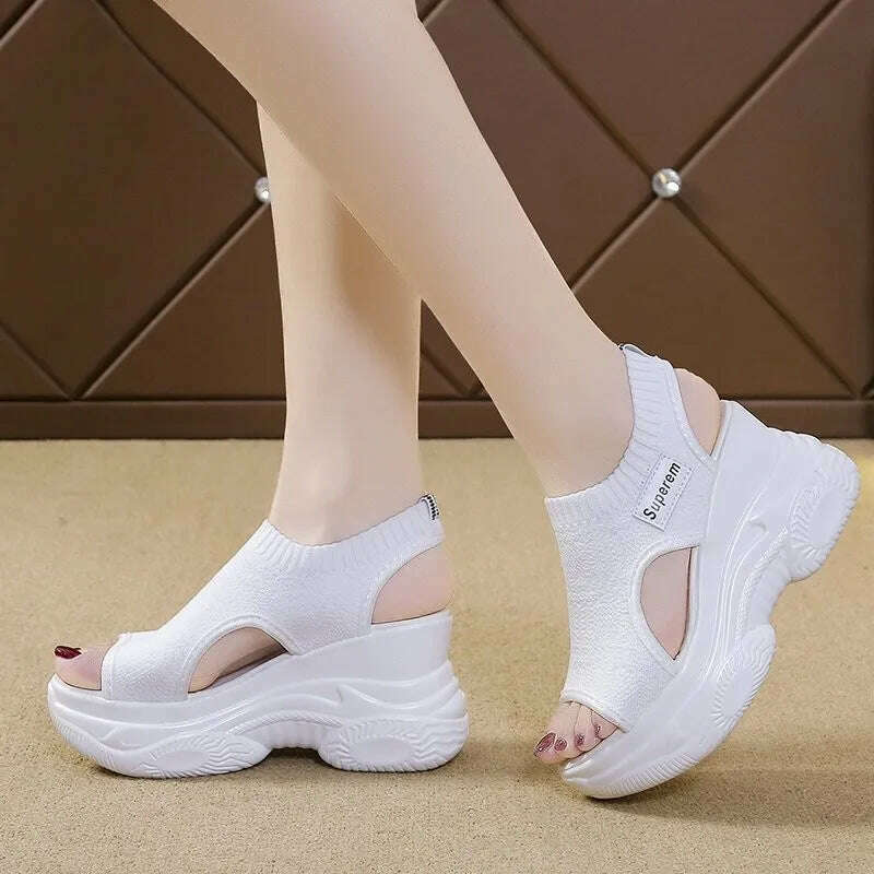 Summer Wedge Heel Sandals - Elastic Cloth & Thick Sole