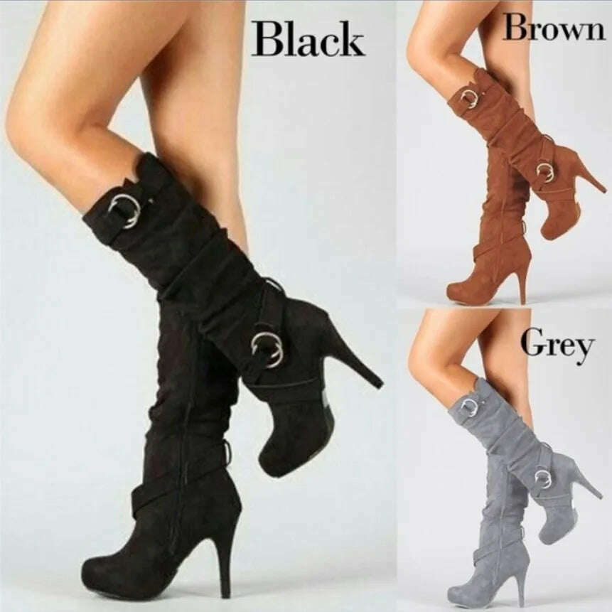 Retro Chic Over-the-Knee High Heel Boots for Women