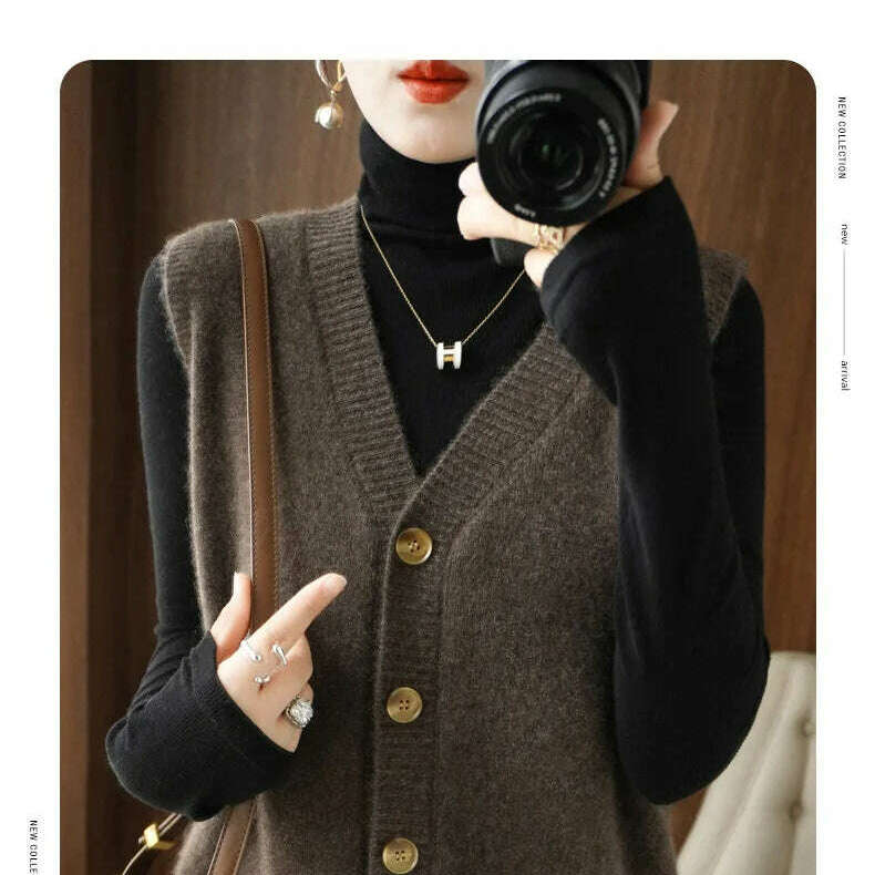 2024 Women's Cashmere Sleeveless Sweater Vest - D&M Boutique