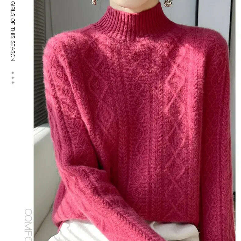 DjzDsm Turtleneck Sweater: 100% Merino Wool, Check Knit - D&M Boutique