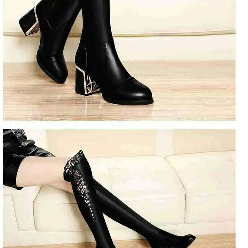 Women Embroidered Lace Knee Boots