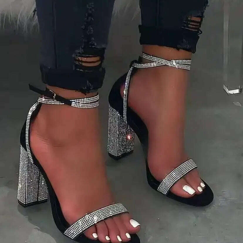 Rhinestone Transparent High Heel Sandals - Party Pumps
