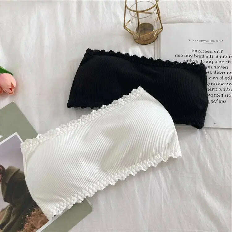 Lace Strapless Push-Up Bra: Seamless, Invisible Crop Top - D&M Boutique