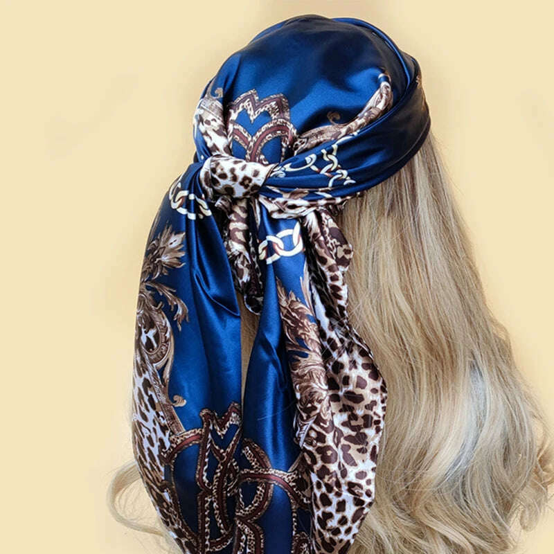 90*90CM Shawls Fashion Beach Sunscreen Silk Scarves 2023 Europe And America Kerchief Popular Print Square Bandannas