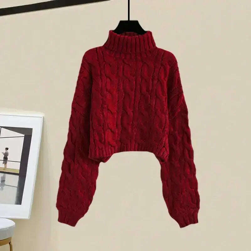 2024 Women's Autumn Slimming Sweater Skirt Set Plus Size