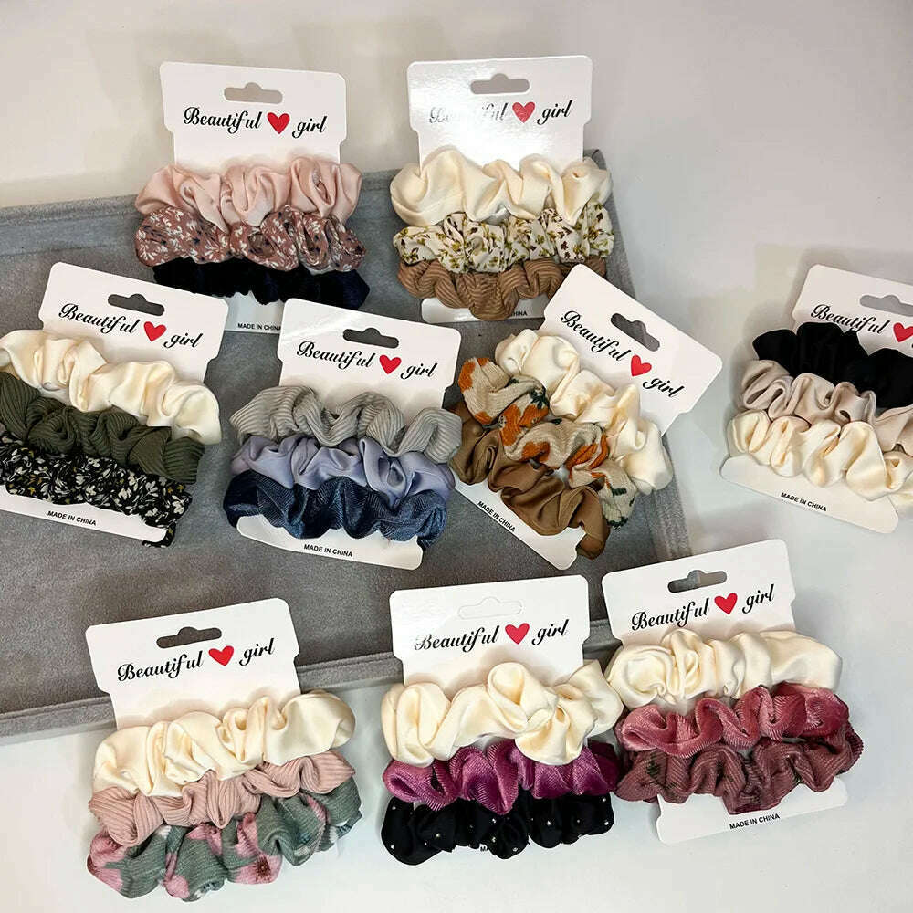 3PCS Corduroy Knitted Scrunchies Set for Women