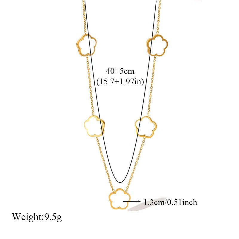 EILIECK 316L Stainless Steel Black Five Leaf Clover Pendant Necklace For Women Fashion New Party Gift Neck Chain Jewelry Collar