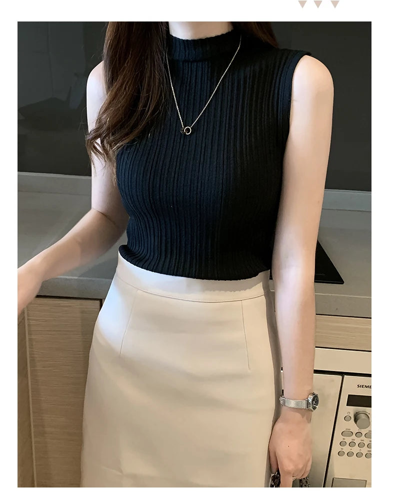 Knitted Sleeveless Tank – Slim Fit, Summer Streetwear Chic - D&M Boutique