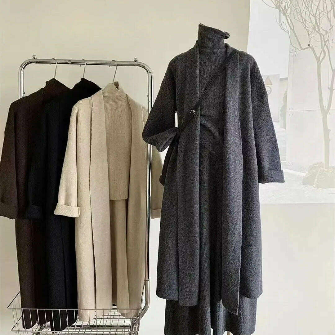 Women’s 3-Piece Set – Knit Sweater, Vest, High Waist Skirt, Casual Morocco Style - D&M Boutique