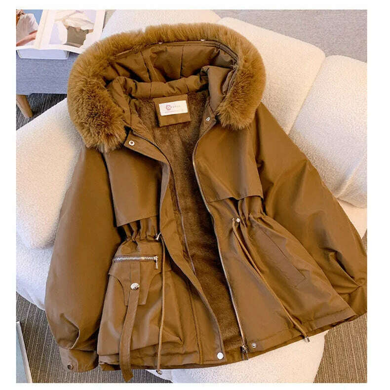 Cotton-Padded Parka – Hooded, Zipper, Drawstring Coat - D&M Boutique