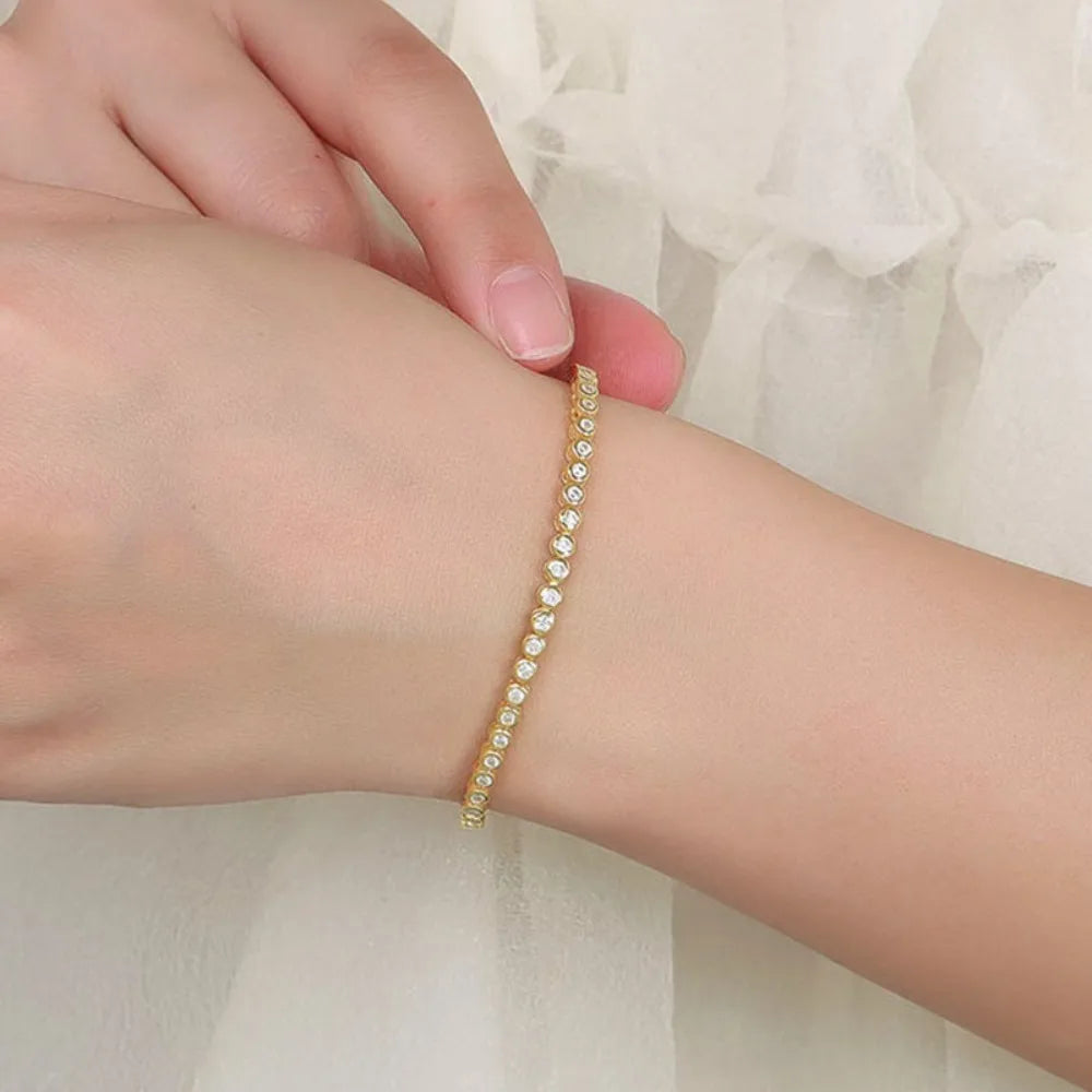 2mm Moissanite Tennis Bracelet: 925 Sterling Silver & 18k Gold