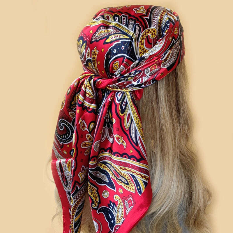90*90CM Shawls Fashion Beach Sunscreen Silk Scarves 2023 Europe And America Kerchief Popular Print Square Bandannas