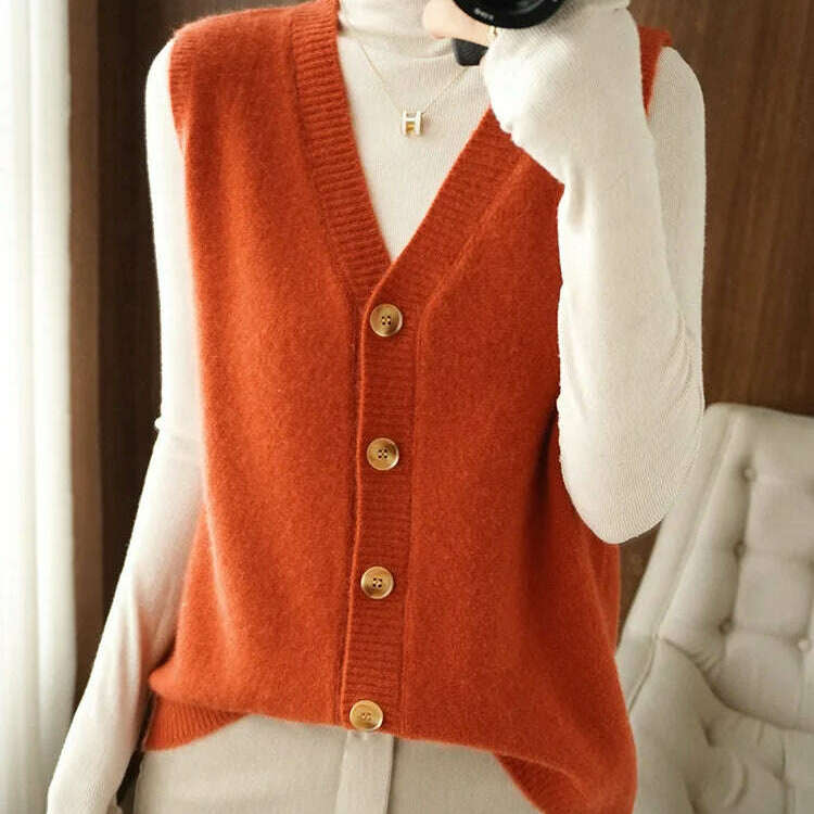 2024 Women's Cashmere Sleeveless Sweater Vest - D&M Boutique