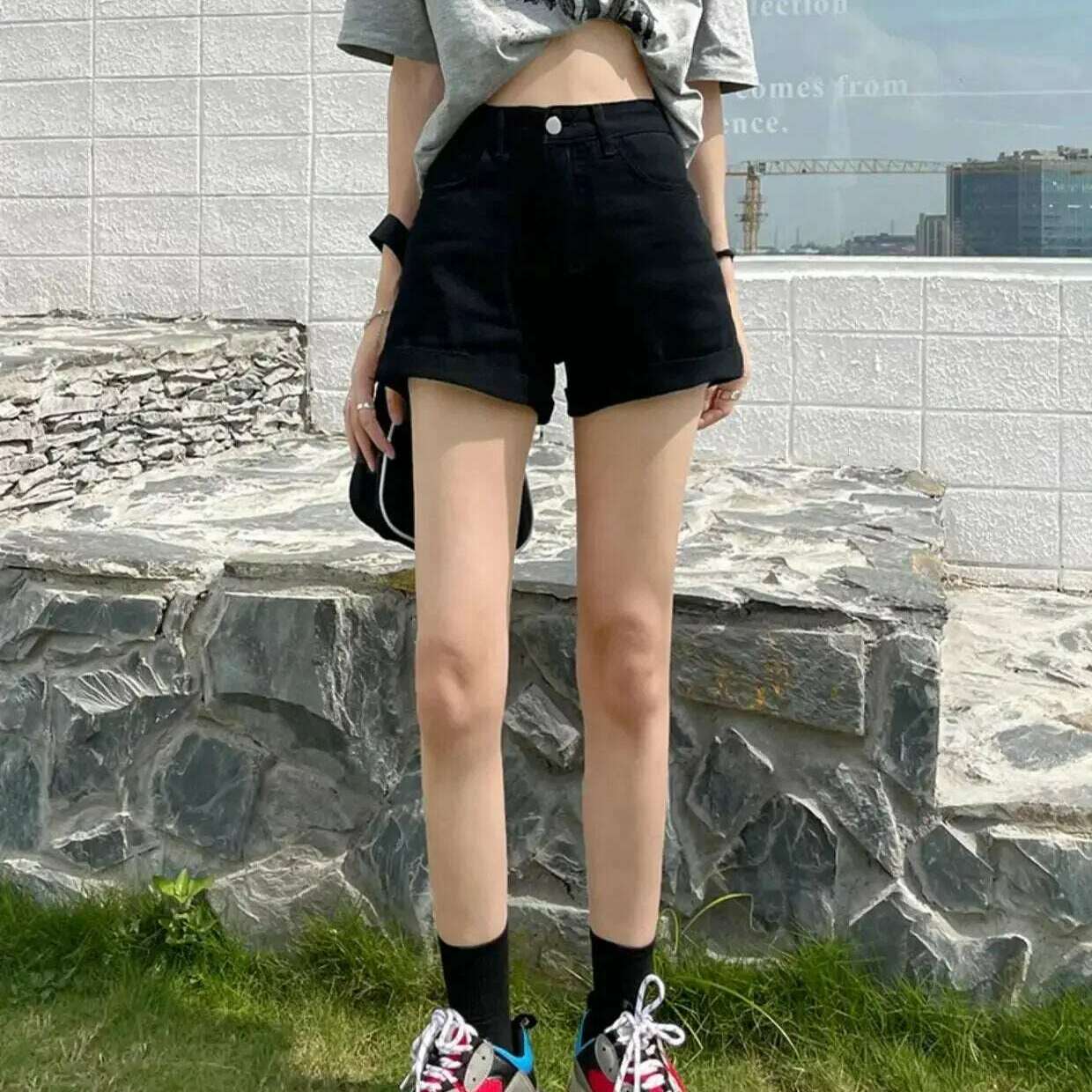 New Women's High Waist Button Denim Shorts – Loose Fit - D&M Boutique