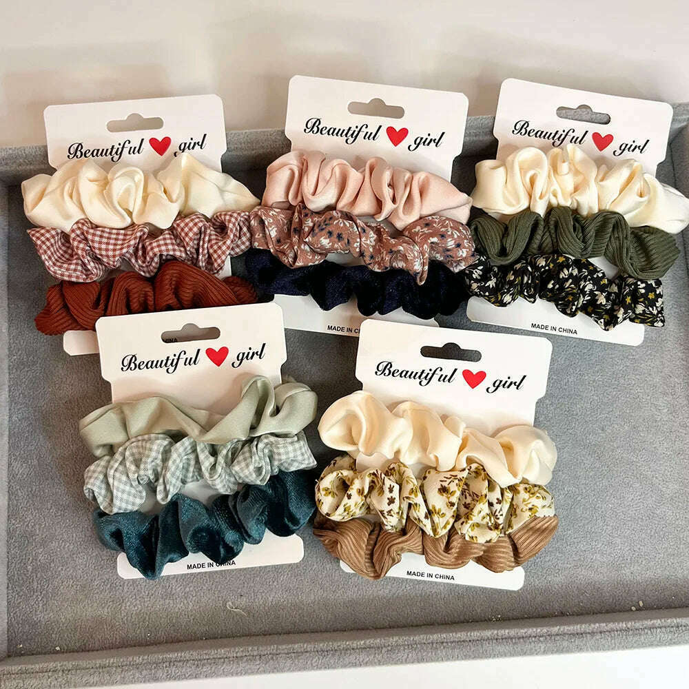 3PCS Corduroy Knitted Scrunchies Set for Women
