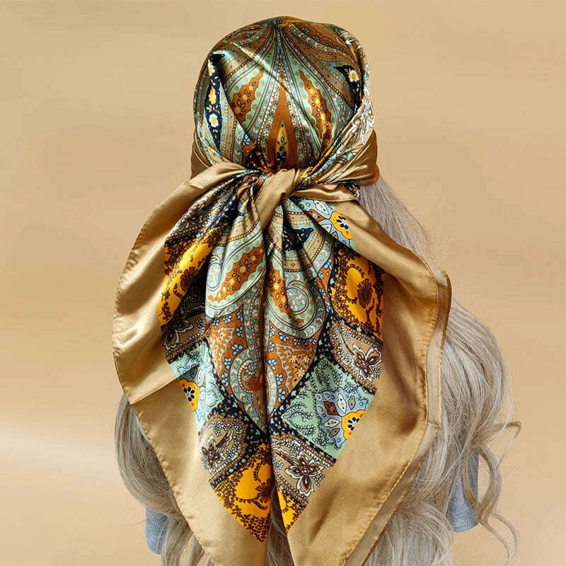 90*90CM Shawls Fashion Beach Sunscreen Silk Scarves 2023 Europe And America Kerchief Popular Print Square Bandannas