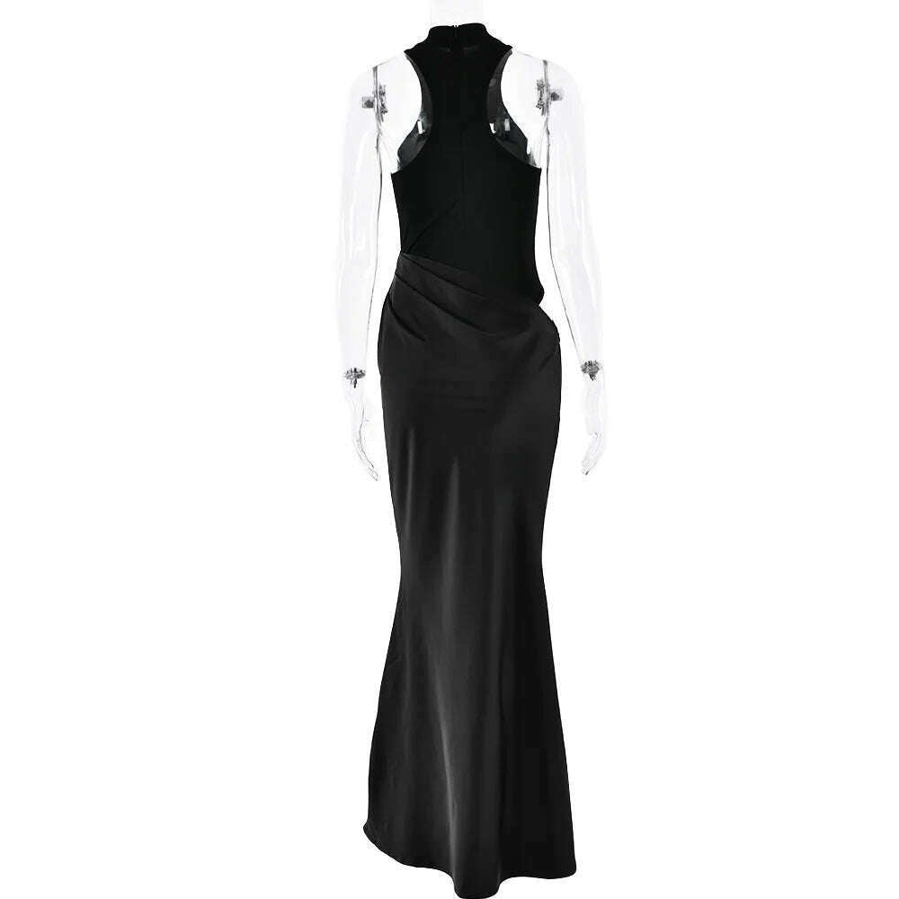 JULISSA MO Satin Hollow Out High-Waist Maxi Dress