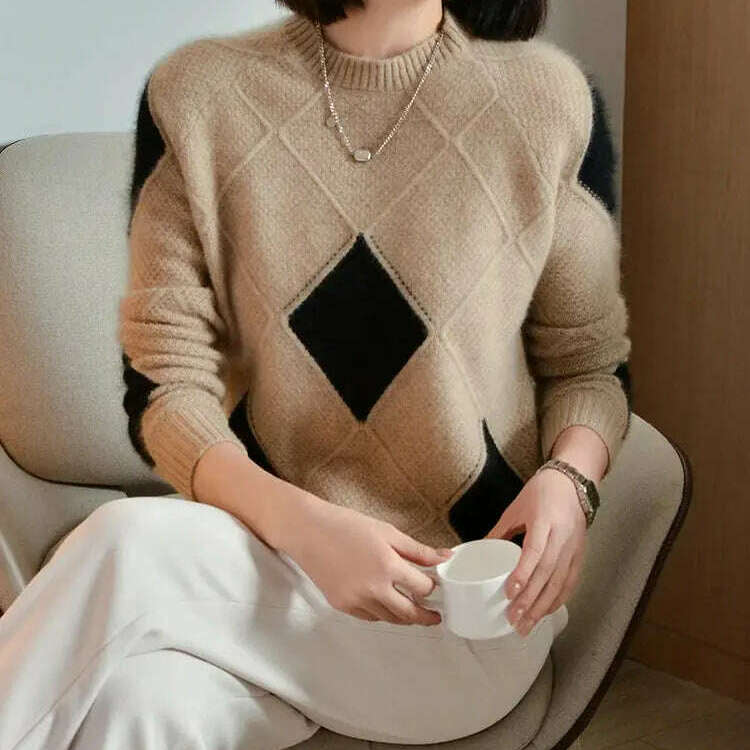 100% Wool O-Neck Sweater: Women’s Autumn/Winter Pullover - D&M Boutique