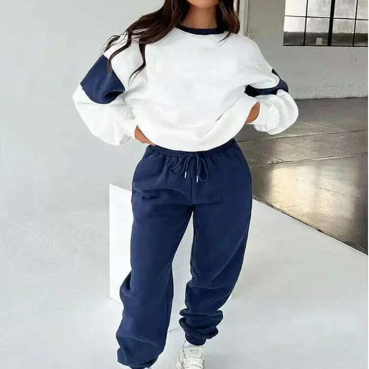 2024 Winter Colorblock Two-Piece Tracksuit: Sweatshirt & Pants - D&M Boutique