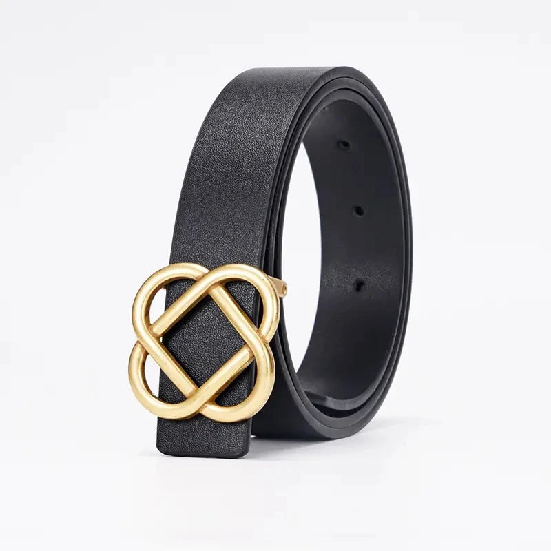 Women's Genuine Leather Belt with Flower Buckle