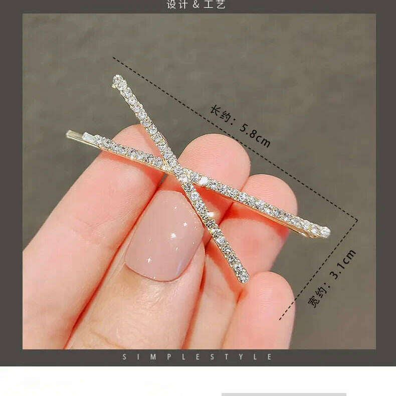 2pcs Cross Crystal Hairpins Rhinestone X Hair Clips
