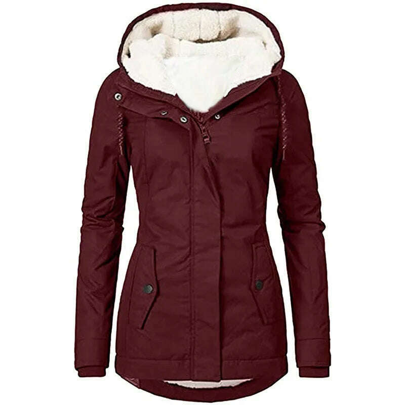 2024 Hooded Zipper Coat – Loose Fit, Pockets, Thick Parka - D&M Boutique