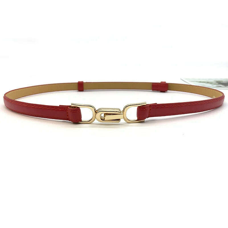 New Fashion Leather Thin Belt for Women with Metal Buckle