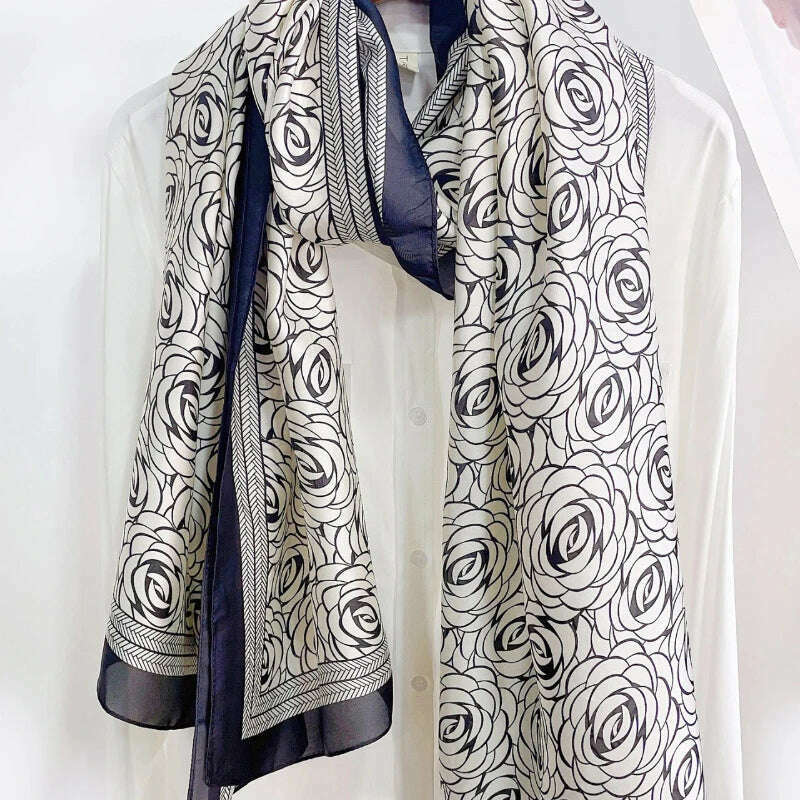 2023 Autumn Winter New Imitated Silk Scarf Women 180*90cm Outdoor Large Size Soft Silky Scarf Beach Long Luxury Scarf Lady Hijab