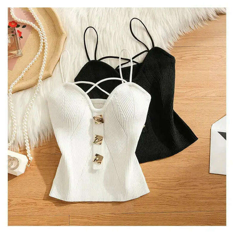 Knitted Camisole Tank Top: Women's Summer Outerwear - D&M Boutique