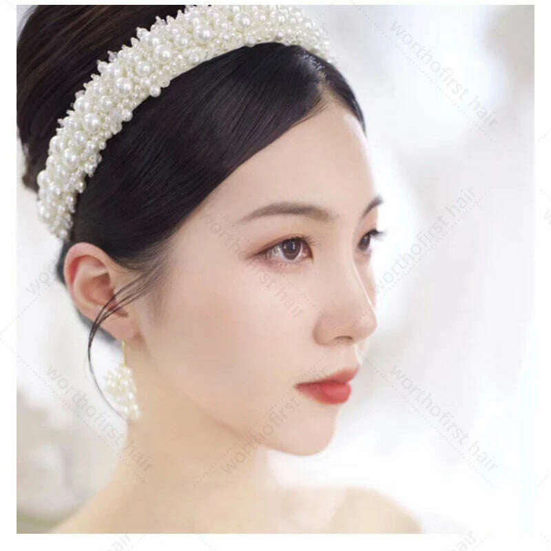 Hair Hoop with ABS Pearl Decoration for Women