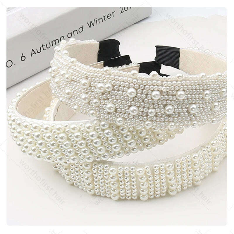 Hair Hoop with ABS Pearl Decoration for Women