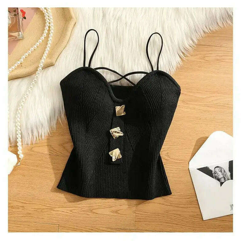 Knitted Camisole Tank Top: Women's Summer Outerwear - D&M Boutique