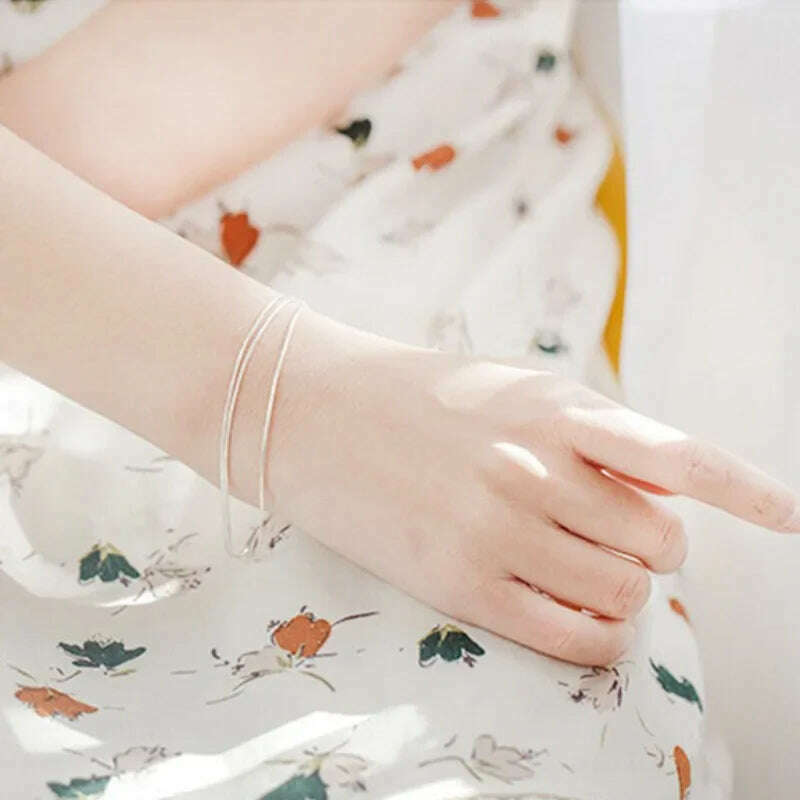 Simple Layered 925 Sterling Silver Bracelets for Women