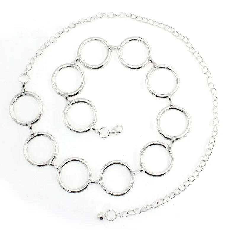 Fashion Circle Metal Waist Chain Belt – Gold & Silver