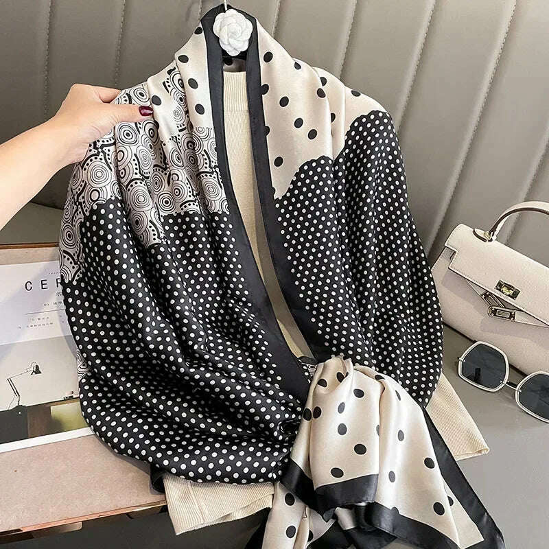 2023 Autumn Winter New Imitated Silk Scarf Women 180*90cm Outdoor Large Size Soft Silky Scarf Beach Long Luxury Scarf Lady Hijab