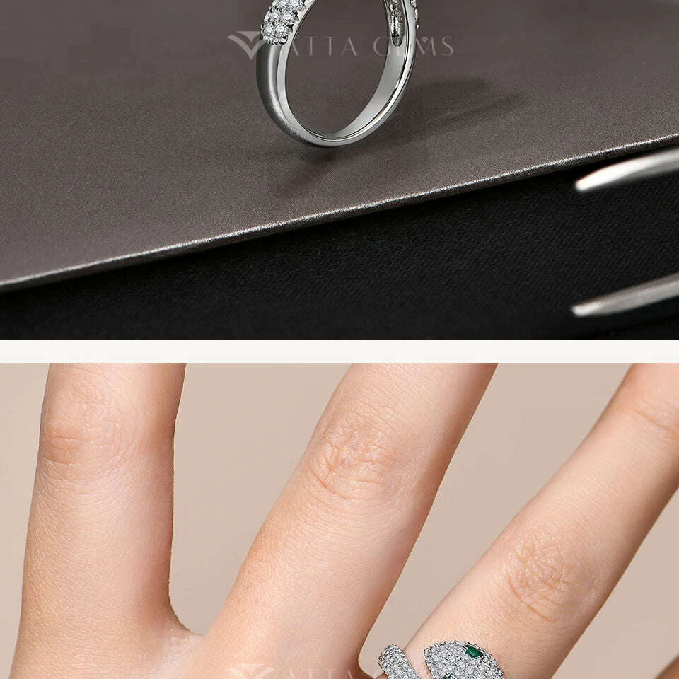 ATTAGEMS Original Snake Moissanite Rings D VVS1 Lab Diamond for Women Men S925 Sterling Silver Engagement Party Jewelry Gift New