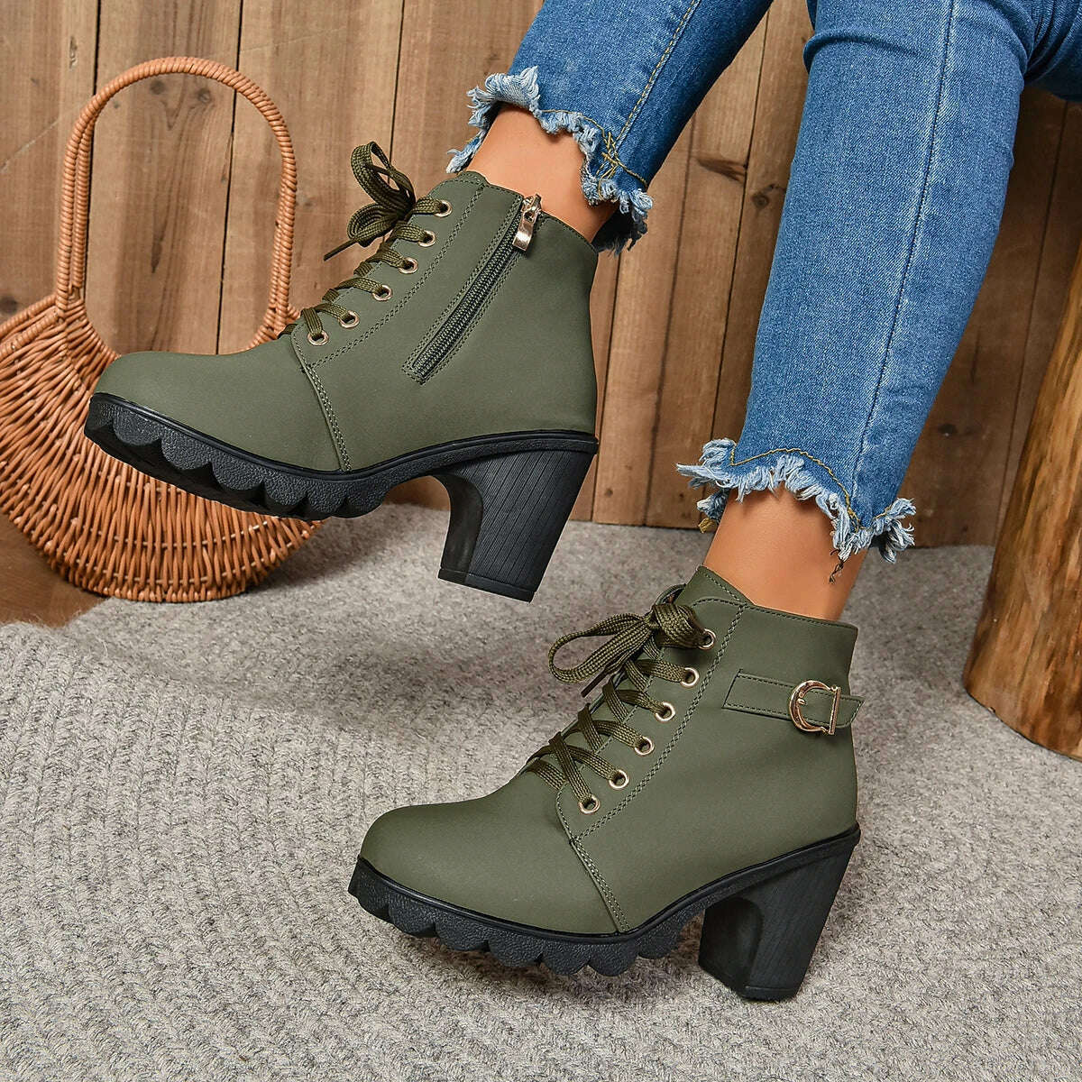 LINLING High Heel Ankle Boots