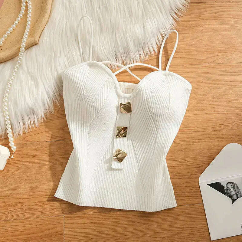 Knitted Camisole Tank Top: Women's Summer Outerwear - D&M Boutique