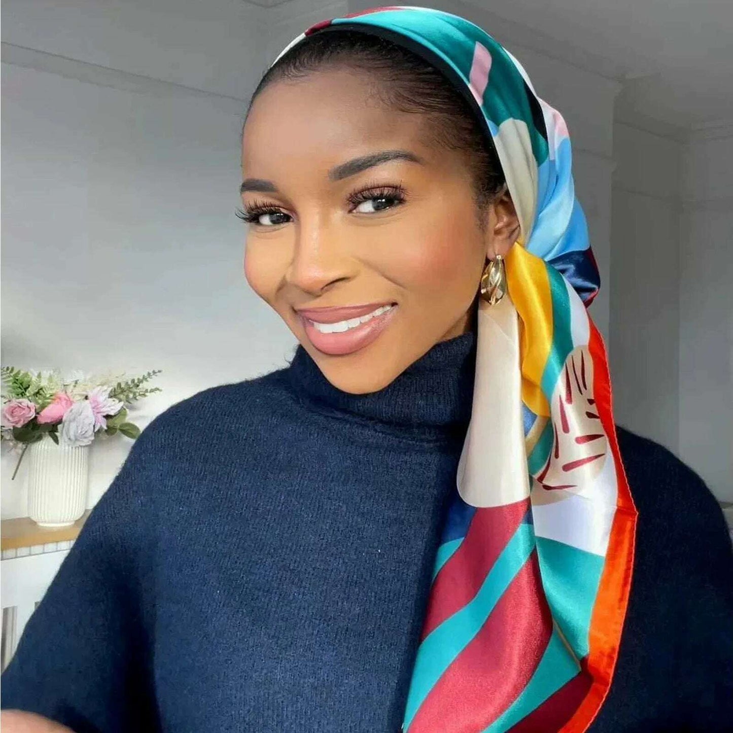 90*90CM Shawls Fashion Beach Sunscreen Silk Scarves 2023 Europe And America Kerchief Popular Print Square Bandannas