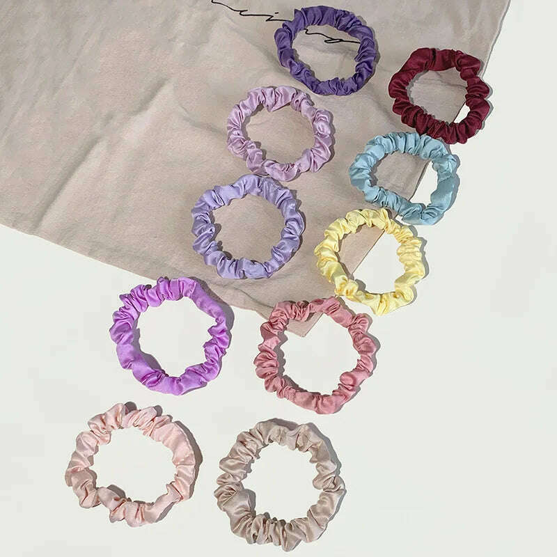 10pcs Colorful Satin Skinny Hair Bands