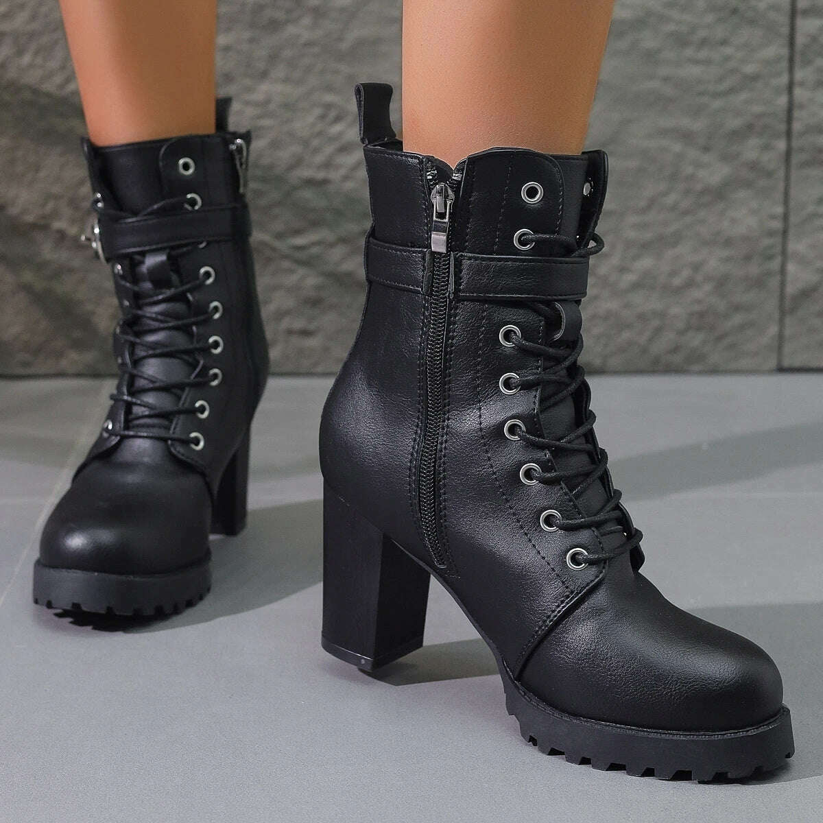 COZOK Women's Green Ankle Boots – Chunky Sole