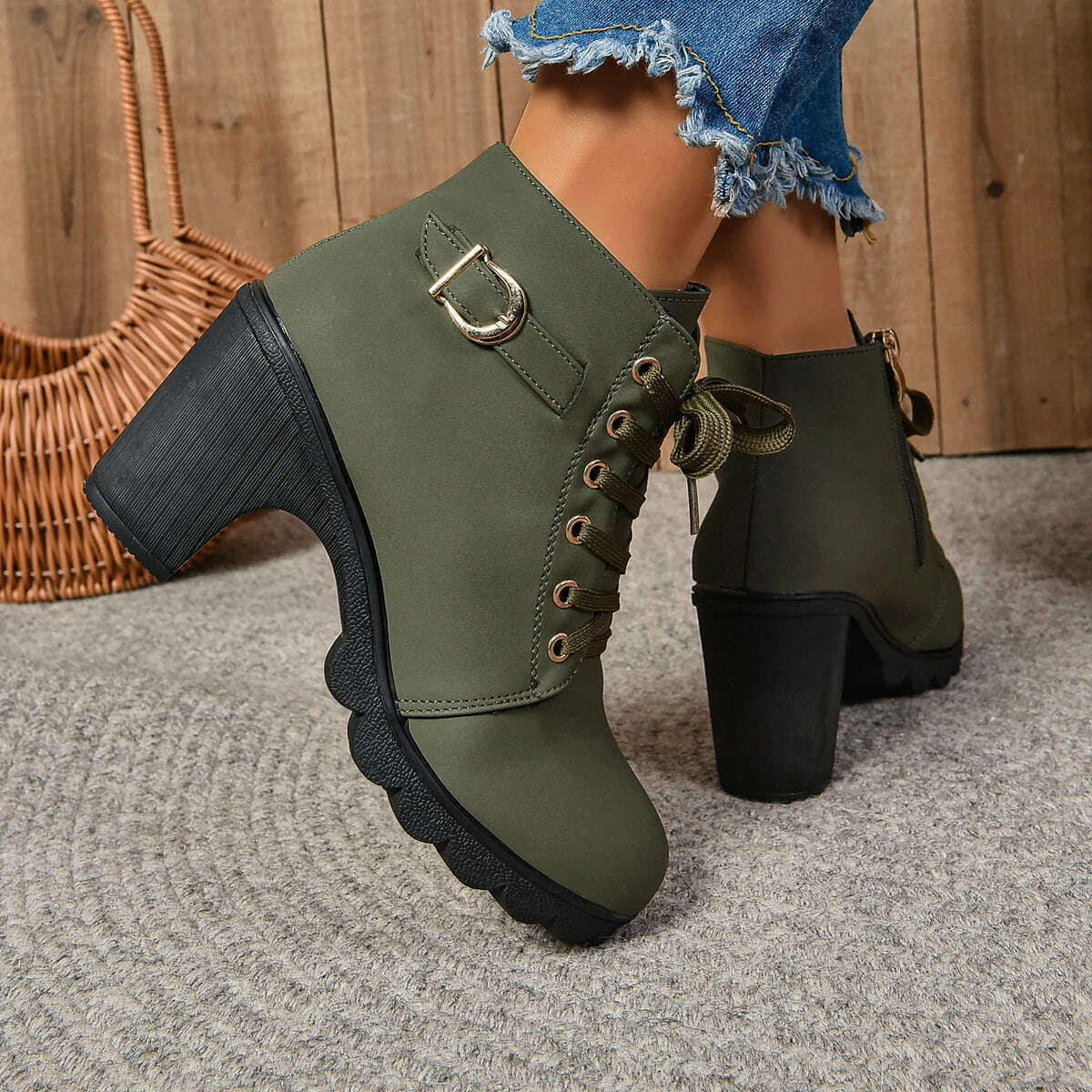 LINLING High Heel Ankle Boots