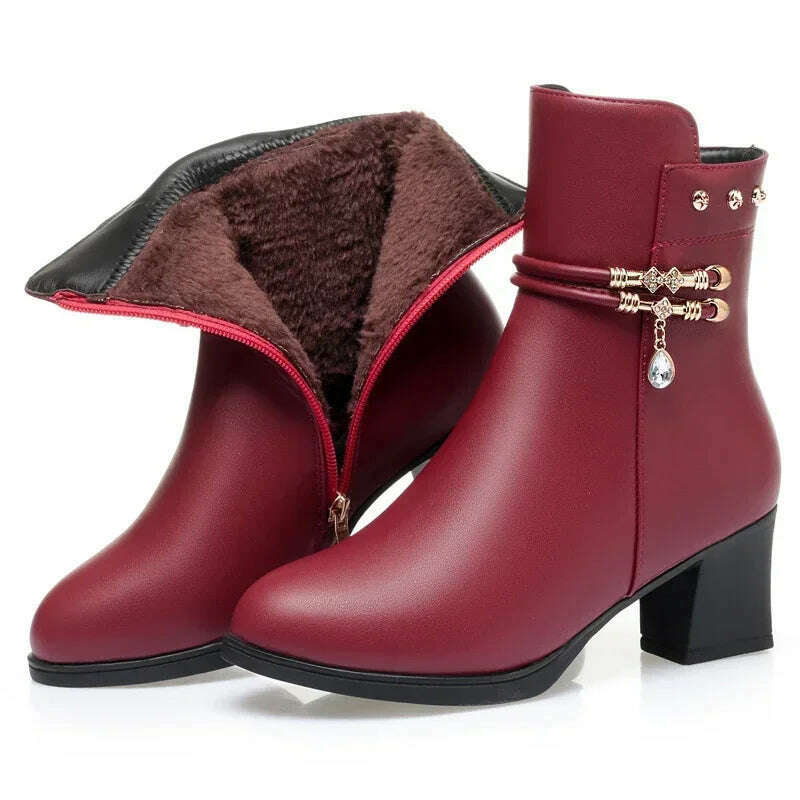 ZLMIAO SHZHANG Women’s Soft Leather Ankle Boots
