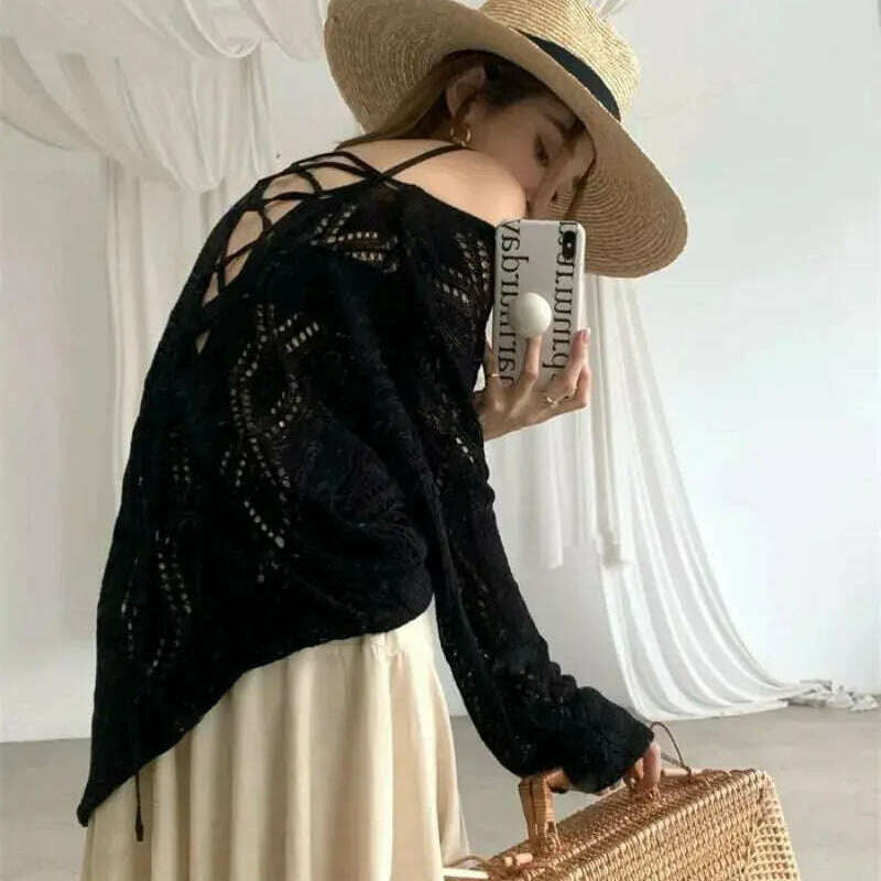 2024 Autumn/Winter Women's Sweater: Hollow Out, Long Sleeve - D&M Boutique
